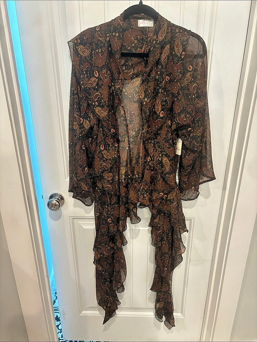 Free People Paisley Ruffle Duster Paisley Sheer XS/S